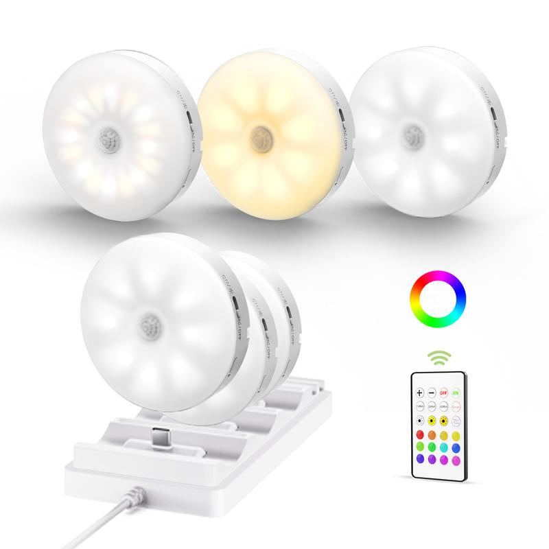 EZVALO under Cabinet Lighting with Charging Station,1000Mah Rechargeable Lock Lights with Remote, 3 Color Temps & RGB Closet Lights, Dimmable Motion Sensor Lights for Shelf, Kitchen Easy Installation Modern Design Rainbow Effect
